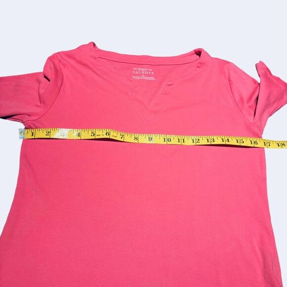 The Talbots Tee Women's V-Neck Size XS Pink 100% Pima Cotton - Picture 5 of 8